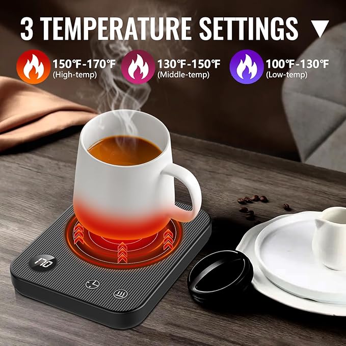 Mug Warmer,3-Temp Settings Coffee Mug Warmer,Automatic Shut Off Coffee Warmer,Mug Warmer for Desk with Anti-Scalding Silicone,Portable Coffee Cup Warmer,Coffee Warmer for Desk Suits for Various Mugs