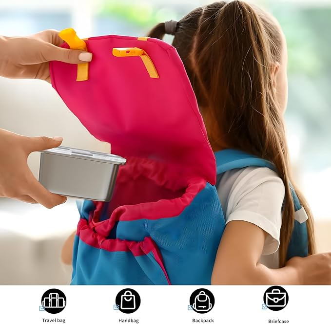 Bakpoco Stainless Steel Snack Lunch Containers for Kids, 3 Packs 12 oz Leak-Proof Lunch Box Containers, Microwave-Safe, Convenient Metal Small Food Storage Container with Lid for School, Work