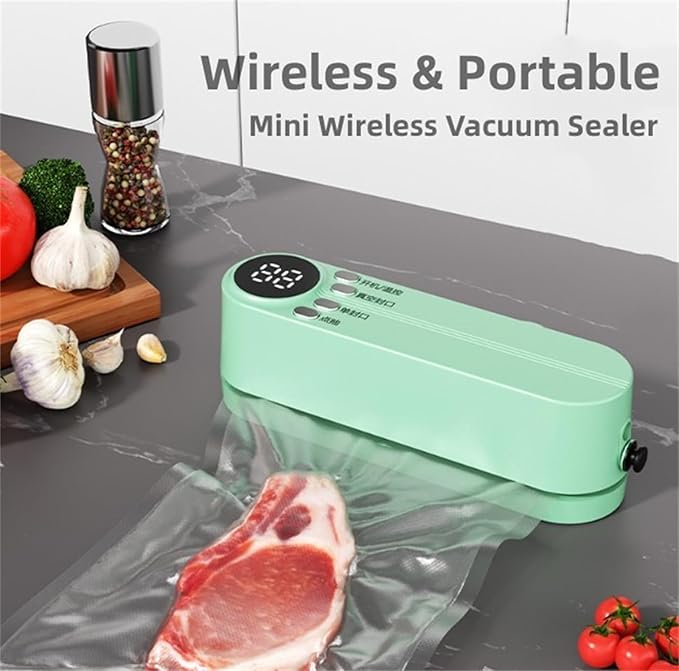 Vacuum Sealer, Handheld Portable Rechargeable Snack Bag Sealing Machine with Air Pump, for Dry/Moist Food Storage with 10 Compression Bags