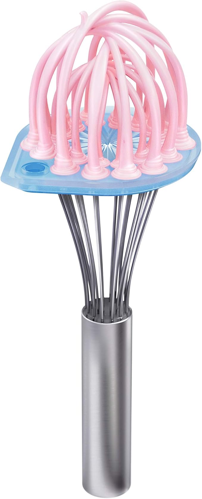 Whisk Wiper - Wipe a Whisk Easily - Multipurpose Kitchen Tool, Made In USA - Includes 11" Stainless-Steel Whisk - Cool Baking Gadget, A Great Gift For Men and Women (Color: Glass Blue)