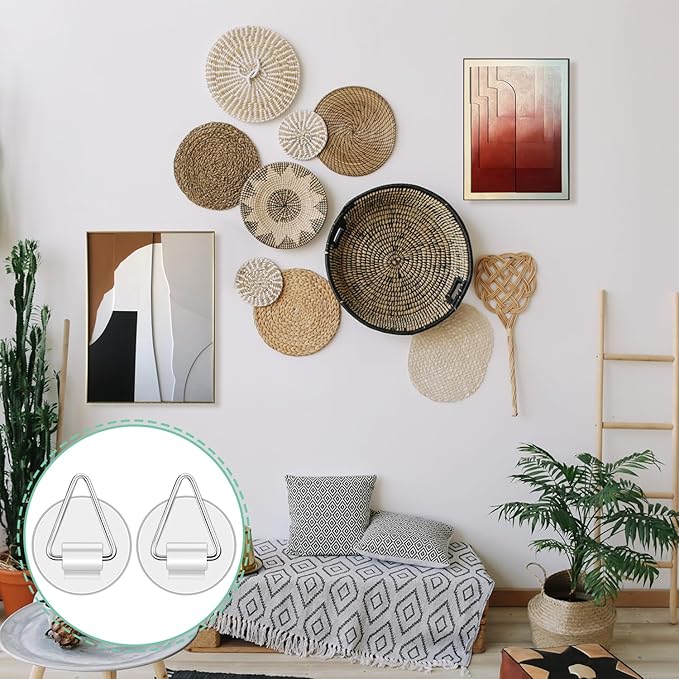 54 PCS Plate Hangers for The Wall, 0.8 Inch Mini Adhesive Vertical Plate Holders, Invisible Plate Hanger, Wall Hanging Hooks for Decorative Plates Pictures
