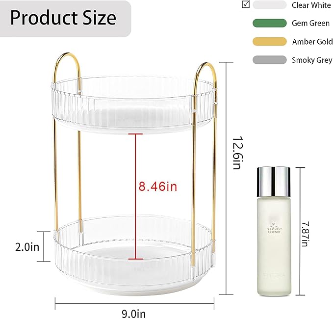YCIA&DONE Rotating Makeup Organizer and Corner Bathroom Organizer Countertop Green