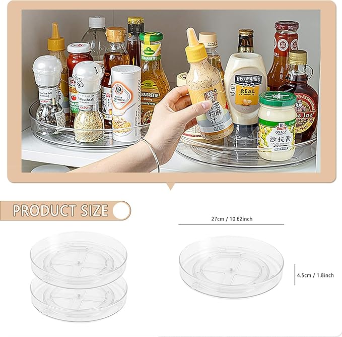 Roninkier Lazy-Susan Spice Rack Organizer - Rotating Storage Turntable for Kitchen, Pantry, Cabinet, Refrigerator, Countertop