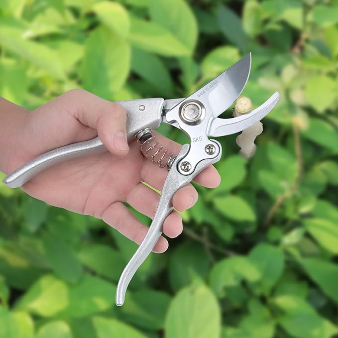 Pruning Shears SK5 Steel Hand Pruners – Ultra Sharp Garden Clippers with Safety Lock, Comfort Grip, Cuts Branches Up to 3/4 Inch for Flowers & Plants