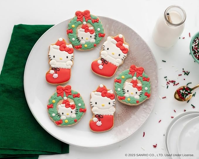 Handstand Kitchen Hello Kitty Holiday Cookie Party Set with Cookie Stamps, Frosting Bag, Spatula and More