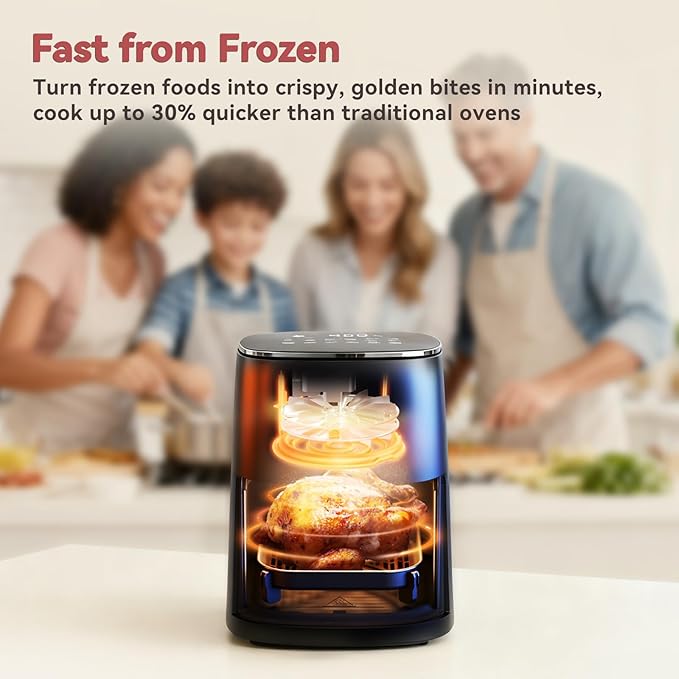 CARORI 6QT Air Fryer with Viewing Window, 12 Cooking Presets, 1700W Fast & Even Cooking, Max 400℉ Crisping, Bake, Roast, Reheat & Dehydrate, Large Nonstick Basket, Dishwasher Safe