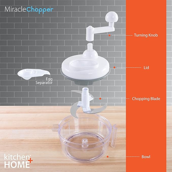 Kitchen Home Manual Food Chopper - 5 in 1 Miracle Chopper, Salsa Maker, Blender, Slicer, Shredder and Julienne – As Seen on TV Manual Food Processor