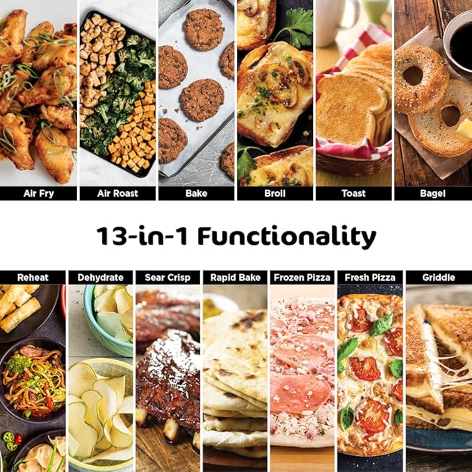 Ninja, Toaster Oven, Air Fryer, Thermometer, Toaster Oven Air Fryer Combo, Stainless Steel, Quick meals, Fries, Frozen Food, Air Fry, Dehydrate, Reheat, 13-in-1,Less Oil, Flip Away Oven, Foodi, SP351