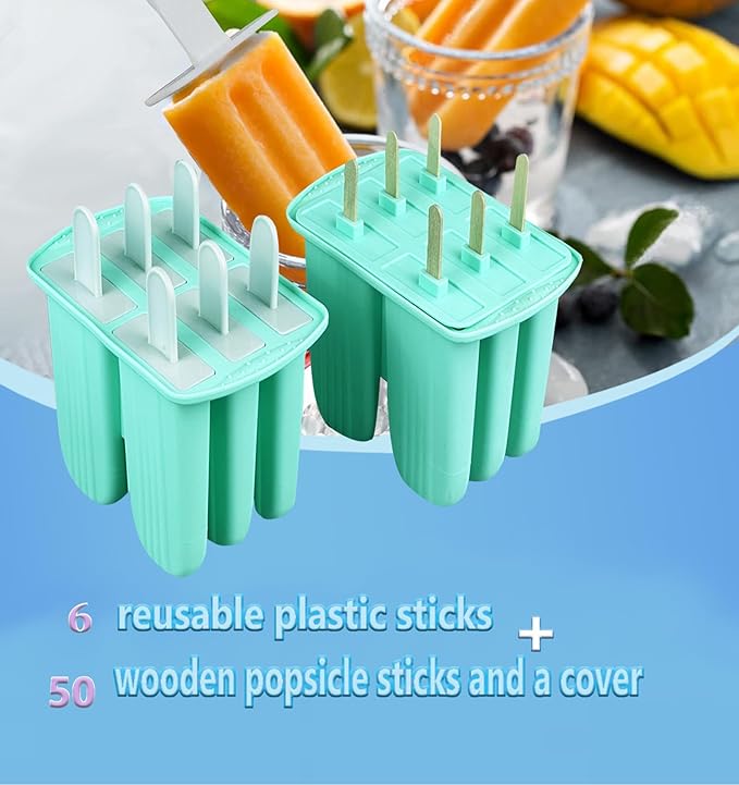 12 Cavity Silicone Popsicle Molds 6 Cavity Popsicle Molds with Brush 100 pcs Sticks