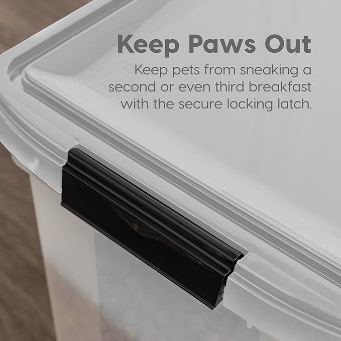 IRIS USA Airtight Dog Food Storage Container, WeatherPro, Up to 10 lbs, for Dog Cat Bird and Other Pet Food Storage Bin, Keep Fresh, Translucent Body, Made in USA, Clear/Gray