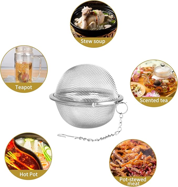 Fu Store 2pcs Stainless Steel Mesh Tea Ball 2.7 inches Tea Strainers Teas Infuser Strainer Filters for Teas