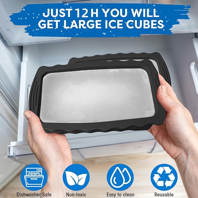 Haldane 5PC Extra Large Ice Block Mold 15LB Ice Cube Bricks Maker Molds for Cold Plunge/Coolers, Reusable Ice Bath Water Chiller, Thick Silicone Ice Bath Accessories Black