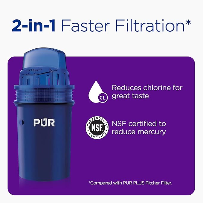 PUR Water Filter Dispenser XL 44-Cup with 2 Genuine PUR Filters, Largest Available, 44-Cup Capacity, 2-in-1 Powerful, Faster Filtration, Dishwasher Safe, (PDI4000Z)