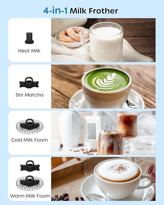 Electric Milk Frother, Milk Steamer for Coffee, Automatic Hot and Cold Milk Foam Froth Maker, Milk Warmer Foamer for Latte, Cappuccinos, Macchiato, 8.1oz/240 ml