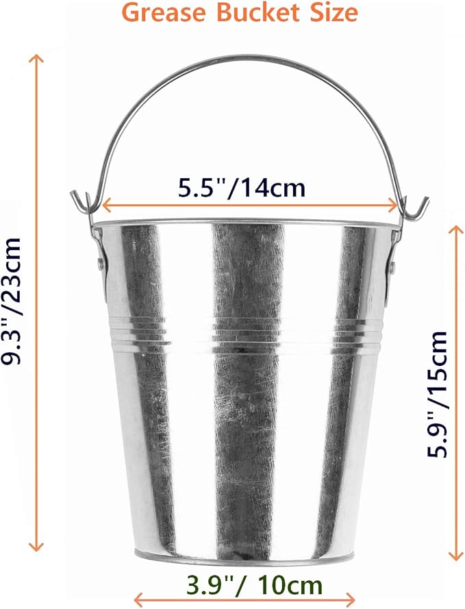 Drip Grease Bucket & 15-Pack Liners for Traeger 20/22/34, Pit Boss, etc Pellets Smoke (Silver 15)