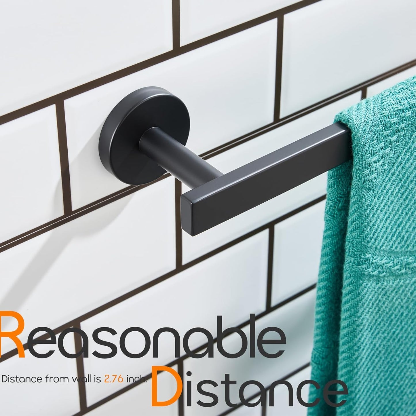 32 Inch Bathroom Towel Bar Bath Towel Rack Kitchen Towel Holder Long Towel Rails Wall Mounted SUS304 Stainless Steel Matte Black AN4001MB-L32