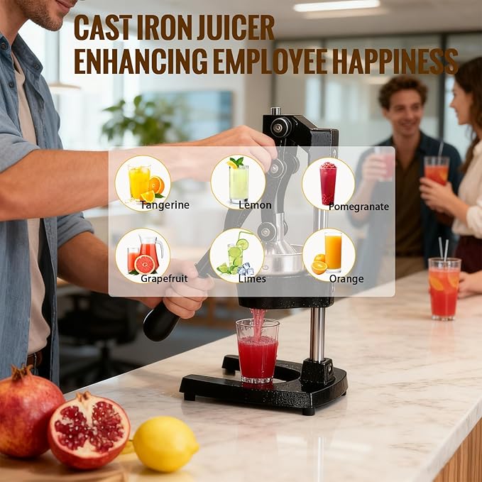 Cast Iron Juicer, Cast Iron Juicer Hand Press Heavy Duty for Squeeze Fresher Juice from Oranges, Lemons, Pomegranates, Effortless, Stable, Easy Clean for Home, Bar, Commercial Use