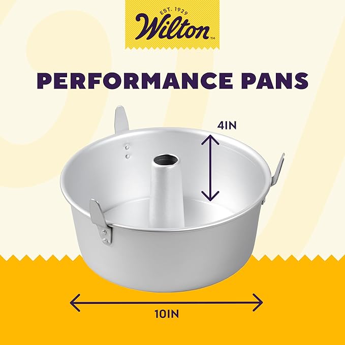 Wilton Aluminum Angel Food Tube Cake Pan - Natural Anodized Aluminum Baking Pan - Made Without PFAS - Will Not Rust - Offers Even Heating - 10 x 4 Inches