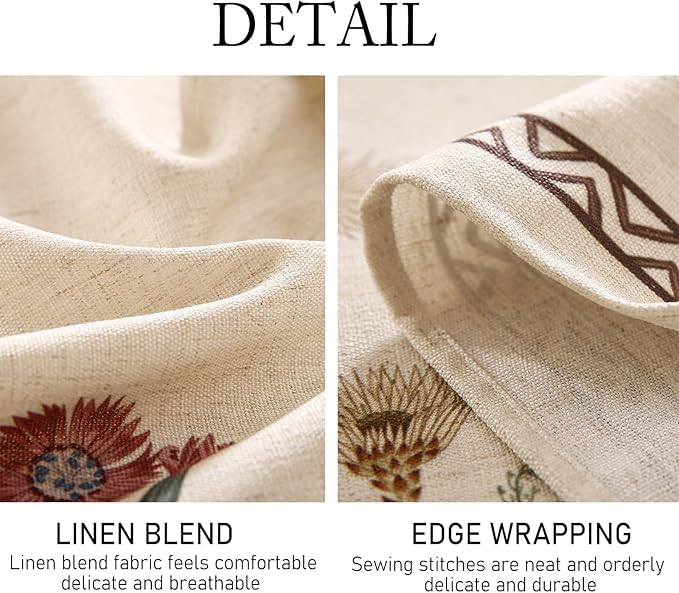 ISAENNE Designer Off White Linen Small Rectangle Tablecloth,Floral Elegant Table Cloth,Stain Resistant Vintage Decor Tablecloths for Dining Thanksgiving Kitchen Christmas,55"*71"-Serenity G