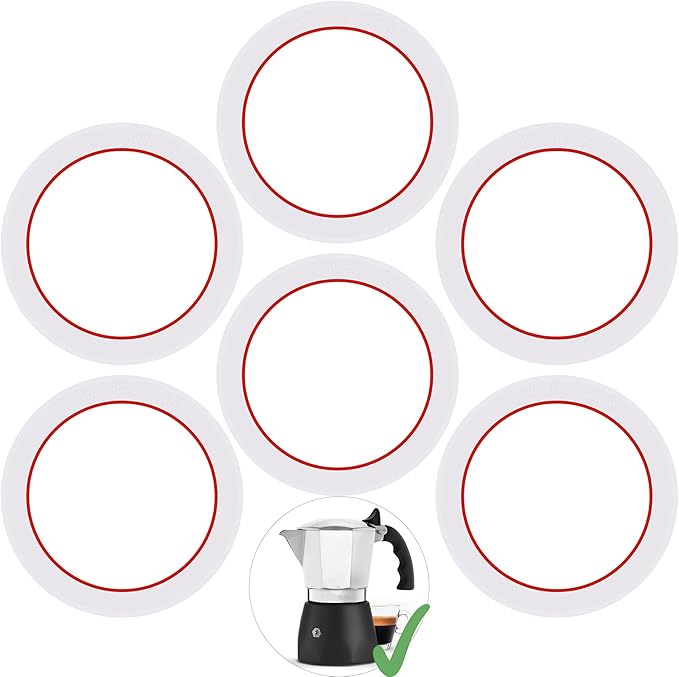 [UPGRADED] Sealing Gasket for Bialetti New Brikka 4 Cups (5.7 Oz 170ML) Stovetop Espresso Maker - 6 PCS Replacement Food Grade Silicone Seal Ring for Aluminum Stovetop Coffee Maker Pots