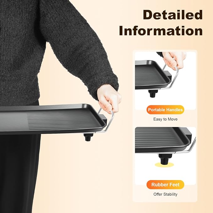 Large Electric Griddle Nonstick, 1500w Griddle Grill Korean BBQ Grill Electric Barbecue Grill Aluminum Alloy Griddle Pan Electric Griddle Grill for Outdoor, Yard Camping Party