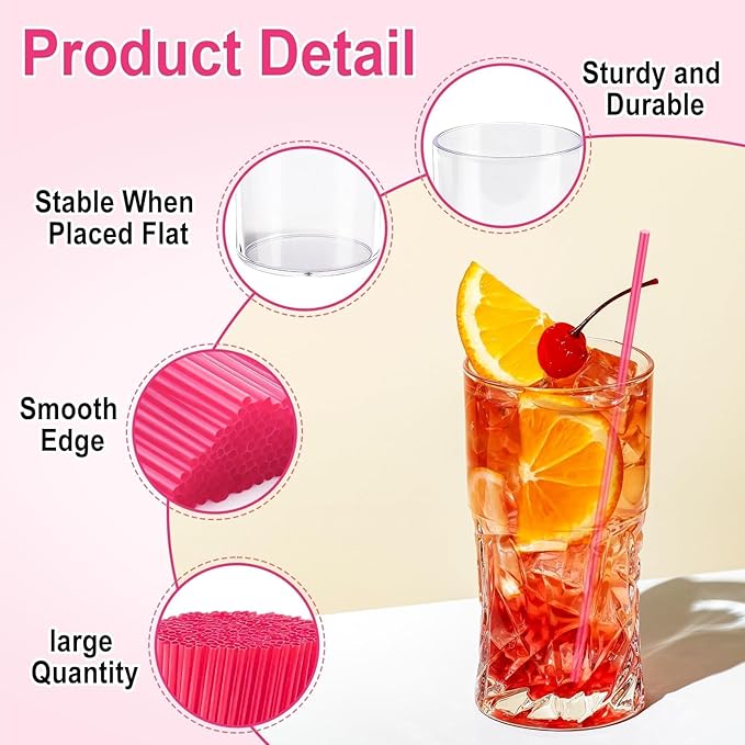 600 Pcs Rose Red Coffee Stirrers Stir Sticks Set - Acrylic Stir Stick Holder Cocktail Straws Bar Straws Drink Stirrers for Coffee Whiskey Valentines Day Disposable Drinking Straws Party Supplies