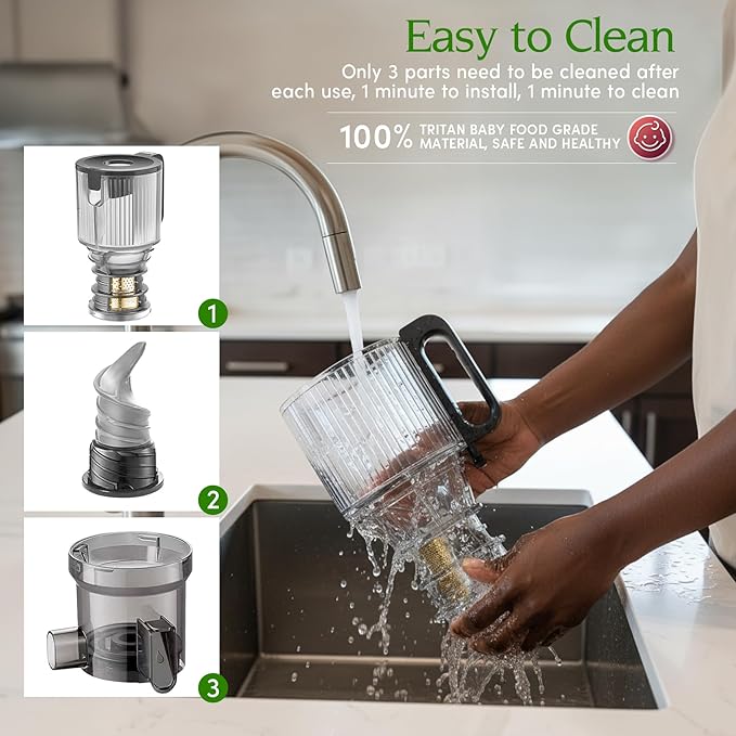 Anybear Cold Press Juicer with 4.9" Large Feed Chute, 350W Masticating Juicer Machines with Dual Slow-Squeezing Technology for Whole Fruits & Veggies with High Yield | BPA-Free Tritan (Grey)