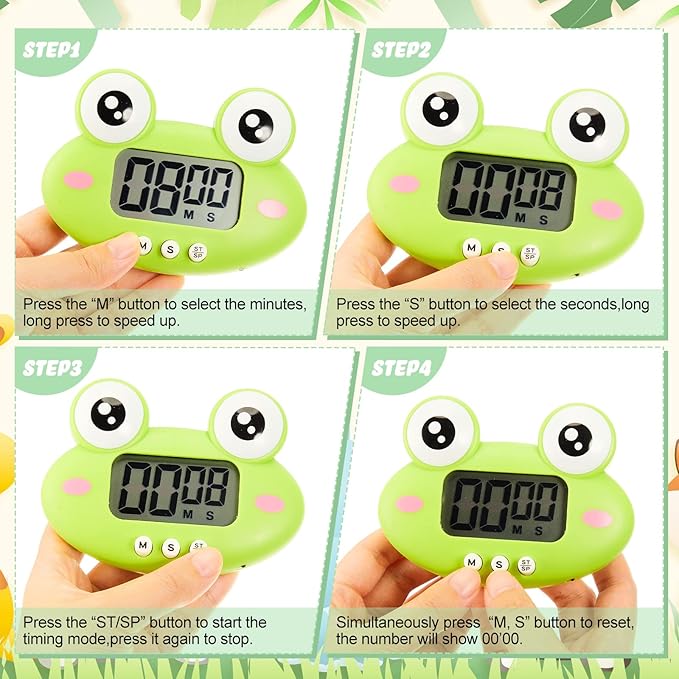 8 Pcs Cute Animal Kitchen Timer Digital Countdown Classroom Timer Magnetic Cartoon Decorative with LCD Large Visual Screen for Kitchen Cooking Classroom Whiteboard, 8 Styles