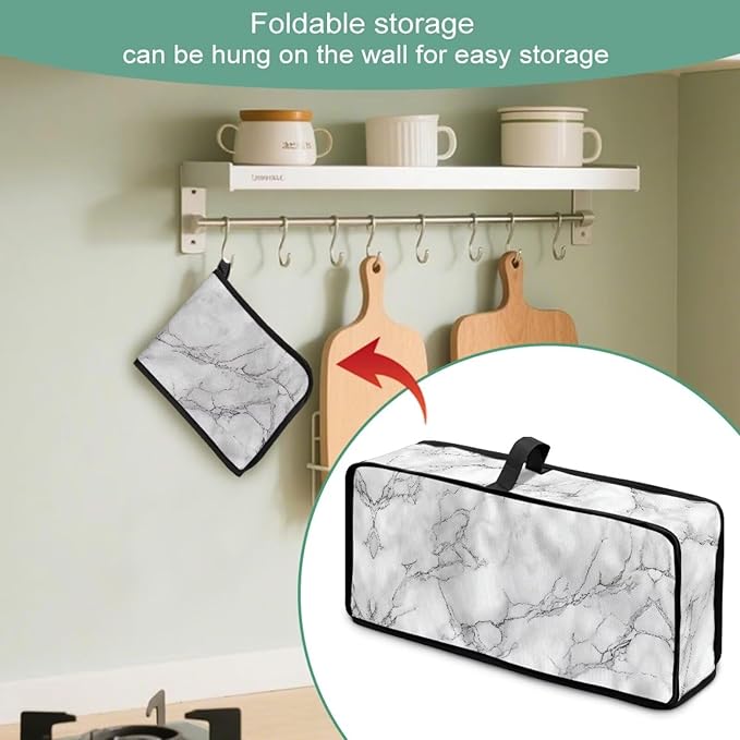 Slim 2 Slice Toaster Cover White Marble Cover for 2 Slice Slim Toaster, Water-Resistant Protective Dust Covers for Kitchen Appliances, Easy to Clean