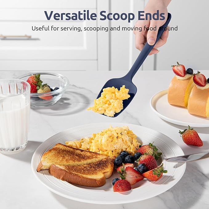 U-Taste Silicone Spatula Set, 600ºF High Heat Resistant, Seamless Food Grade Flexible Rubber Kitchen Cooking Mixing Baking Scraper for Nonstick Cookware Set of 3 (Midnight Blue)