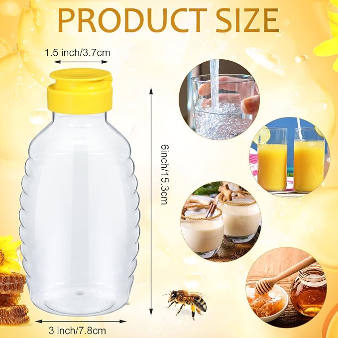 Didaey 48 Pcs 16 oz Honey Jar with Lids Squeeze Honey Bottles Bulk Clear Plastic Honey Container Honey Dispenser Empty with Flip Lid
