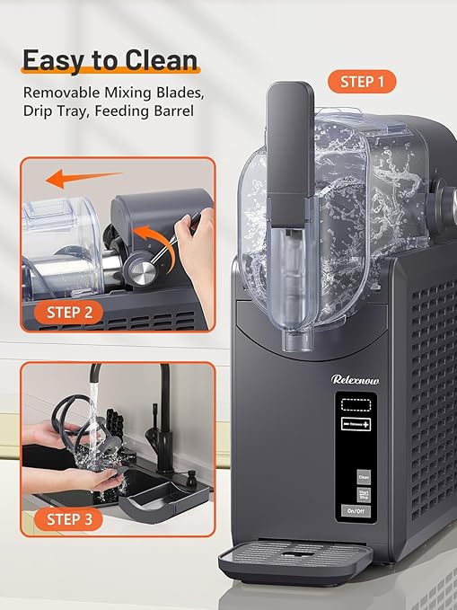 RELEXNOW Slushie Machine for Home – 6 Preset Programs, Soft Serve Frappés, Milkshakes, Margaritas & Frozen Drinks, No Ice Needed, Auto-Clean, LED Display, Quiet Operation, 88oz Capacity