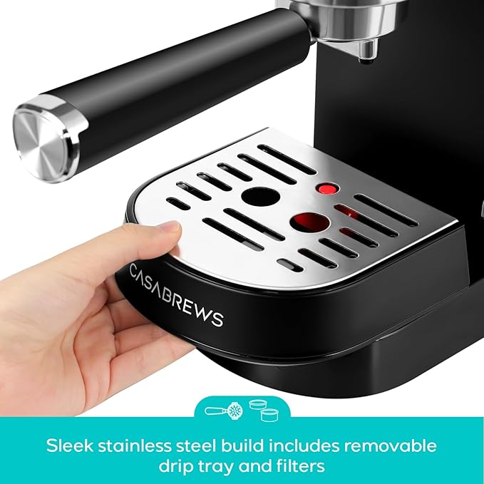 CASABREWS CM5418 Espresso Machine 20 Bar, Stainless Steel Espresso Maker with Milk Frother, Compact Cappuccino Machine for Home, Small Espresso Coffee Machine for Latte, Black