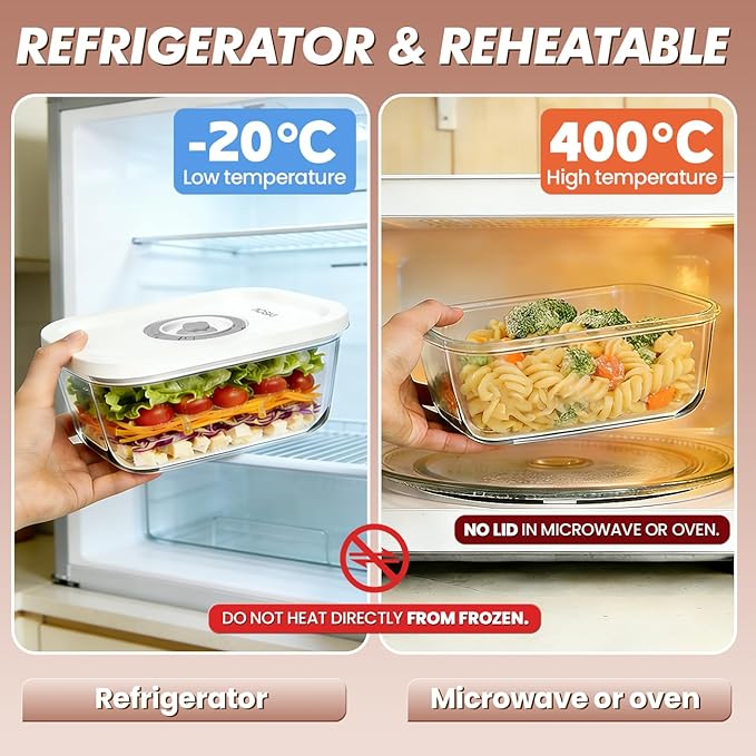 Preserve Compact Vacuum Sealer for Food: Handheld Portable Vacuum Sealer Machine + 3 Glass Vacuum Containers + 30 Vacuum Sealer Bags, Powerful Food Storage for Seal Meal Saver Fridge Sous Vide