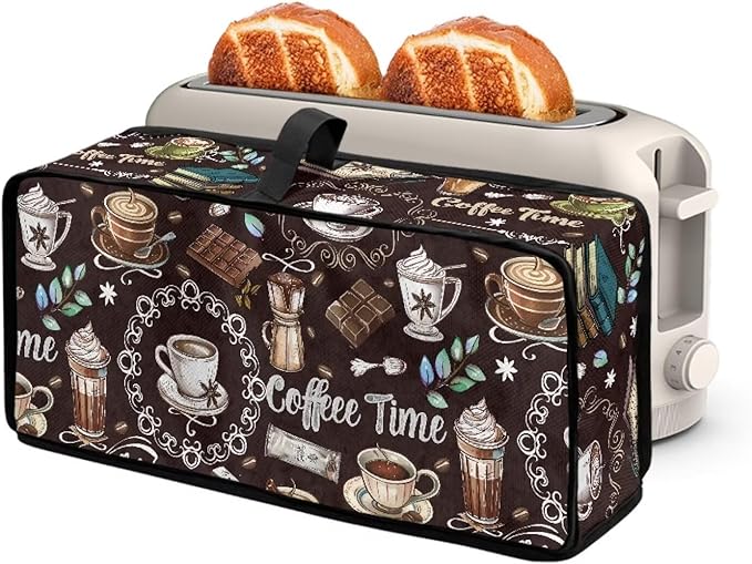 Coffee Toaster Cover 2 Slice Long Slot Toaster Covers 2 Slice, Easy to Fold and Carry Machine Washable Thin Small Appliance Covers for Kitchen