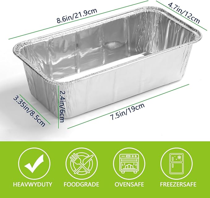 UBeesize 2Lb Thicker & Heavy Duty Disposable Aluminum Loaf Pans, 30 Pack Ultra Sturdy 8.5 x 4.5 Foil Bread Pans for Baking Banana Bread, Cakes, Meatloaf & Food Storage