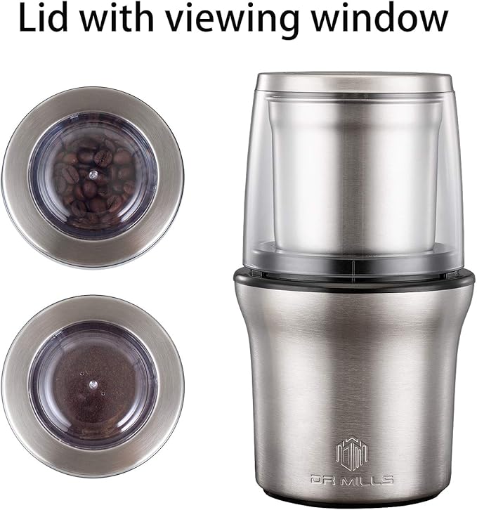 DR MILLS DM-7412N Coffee Grinder Electric and Spice Coffee Grinder with Removable SUS304 Stainless Steel Washable Cup