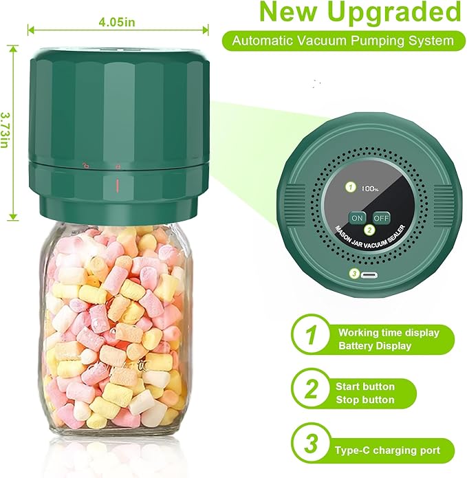 UNERVER M11 Electric Mason Jar Vacuum Sealer Kit - Vacuum Sealer for Wide & Regular Mouth Canning Jars