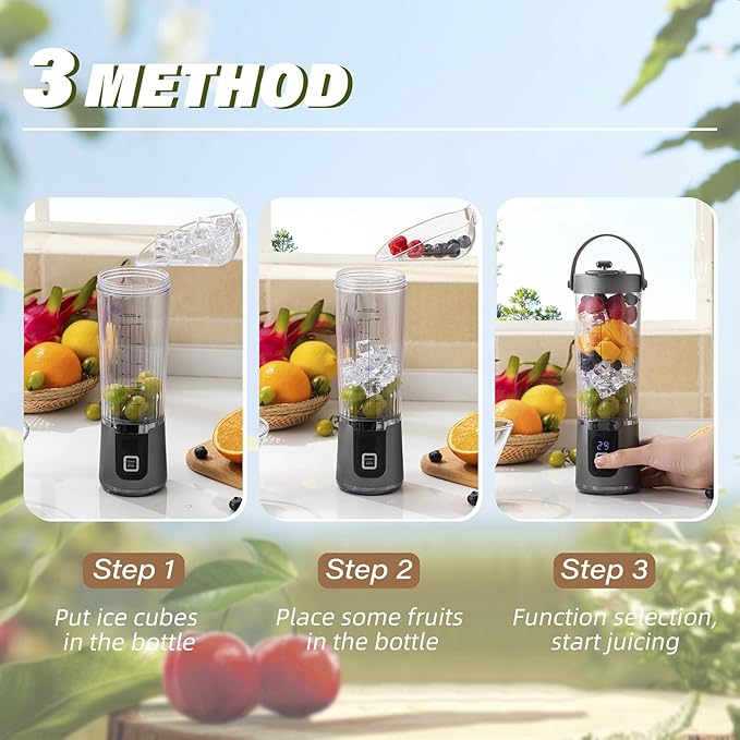 Portable Blender 500ml Cordless – 10 Steel Blades Mini Blender for Smoothies & Protein Shakes, Rechargeable Personal Crushes Ice/Frozen Fruit, Leakproof Travel Mug with Sip Spout
