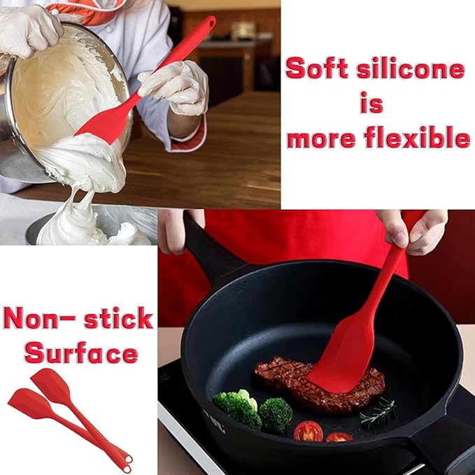 8 Pieces Silicone Spatulas, 8.3 inch Small Spatulas Non-stick Heat-Resistant Non-stick with Stainless Steel Core For Cake Cream Cooking Gadget (Red)