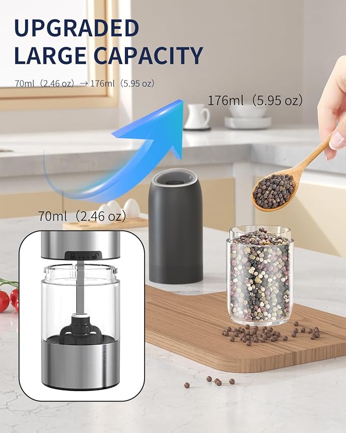 Gravity Electric Pepper Grinder Set and Rechargeable Wine Opener Set