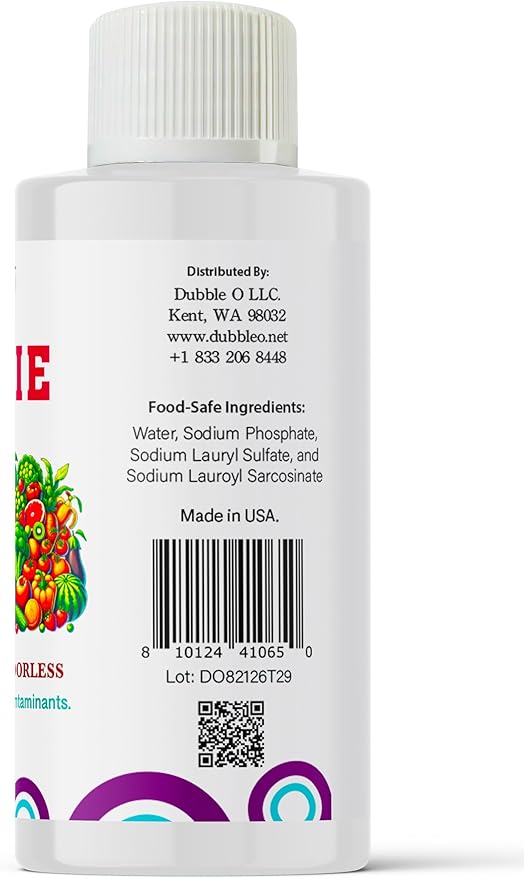 Fruit and Veggie Wash Concentrate - 2 fl. oz. ⦾ Makes 1 Full Gallon of Produce Wash When Diluted ⦾ Cleans Wax, Dirt, and Contaminants ⦾ Tasteless and Odorless