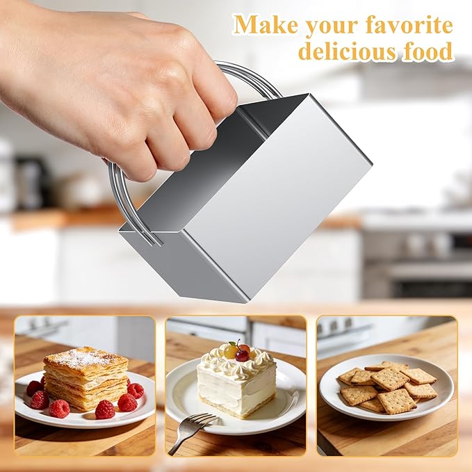 Biscuit Cutter Set of 10 pcs, Square and Fluted Cookie Cutter Set with Handle, Stainless Steel Round Biscuit Cutters, Professional Baking Dough Tools