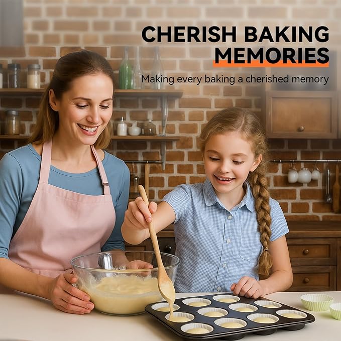 Yoehka 2 Pack Muffin Pan for Baking, Nonstick Cupcake Pan Set, Standard 12-Cups Muffin Tin for Baking Cupcakes, Carbon Steel Baking Supplies