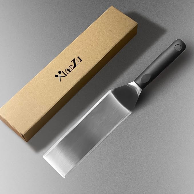Professional Metal Spatula for Cast Iron Skillets and Flat Top Grills, Full Tang Silicone Handle, Stainless Steel Blade, Smash Burger Spatula Turner for Flipper, Cooking, BBQ, 3"x8"