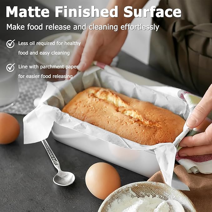 TeamFar Loaf Pan, 9¼" × 5" Bread Loaf Pans Meatloaf Pan Stainless Steel for Baking Bread Cake Lasagna, Healthy & Durable, Oven & Dishwasher Safe - Set of 4