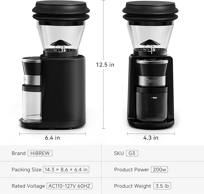 HIBREW G3 Coffee Grinder Electric, 40mm Conical Burr with 31 Adjustable Settings, Anti-Static & Double-Layer Air Blower, Fits 51/54/58mm Portafilters, Barista-Grade for Espresso/Pour Over/Drip Coffee