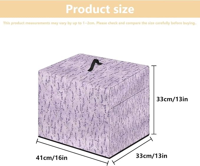 Purple Lavender Flower Print Meat Slicer Cover with Organizer Pocket, Fit for Elite for Standard Meat Slicer, Dust-proof Slicer Machine for Home Food Slicer, 16x13x13 Inch (Only Cover)