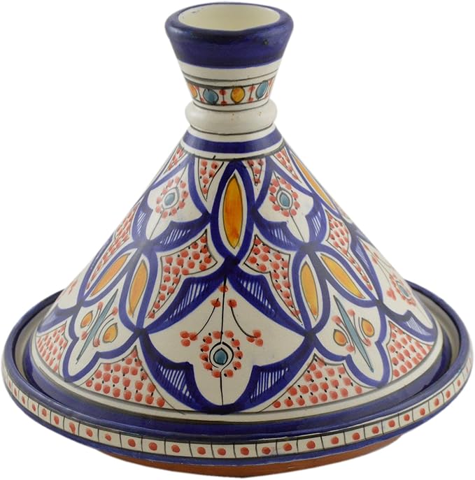 Moroccan Handmade Serving Tagine Exquisite Ceramic With Vivid colors Original large 12 inches Across