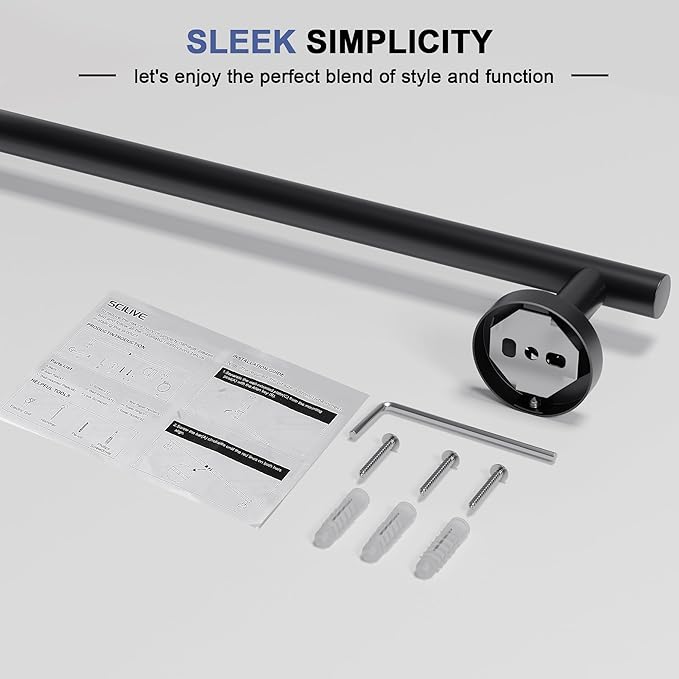 Matte Black Towel Bar, 30 Inch Towel Racks for Bathroom Wall Mounted, SUS304 Stainless Steel Bathroom Towel Holder, Total Length 32.4 Inch Towel Bars